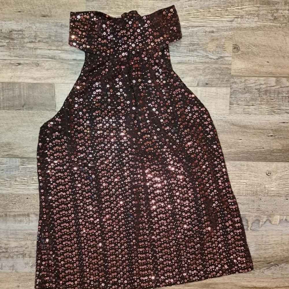 Kenar Sequin Tie Neck Blouse Pink and Black